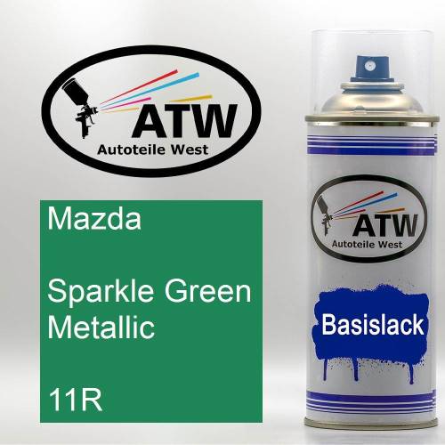Mazda, Sparkle Green Metallic, 11R: 400ml Sprühdose, von ATW Autoteile West.
